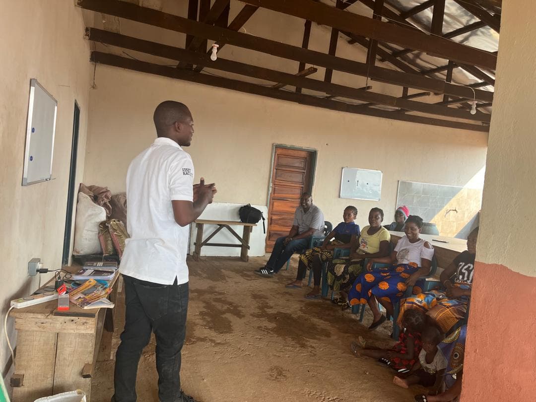 An evening literacy class in the farm classroom
