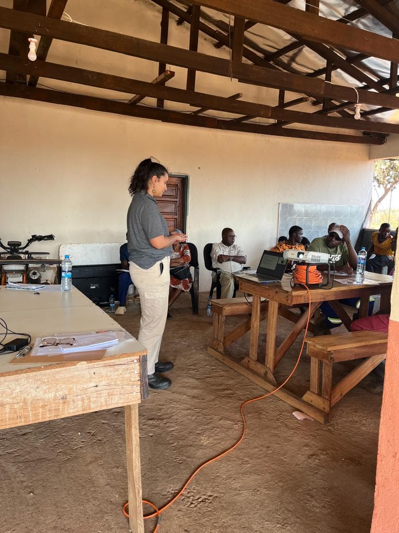 A visiting trainer leads a session in the farm classroom