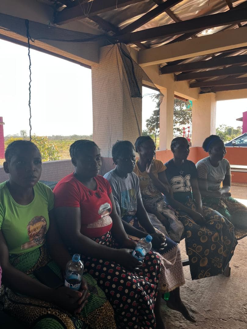 Team members at a training session on the farm